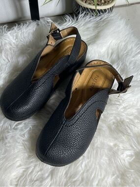 FLEX STEP Size 6 Black Textured Slingback Comfort Shoes